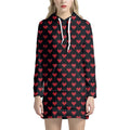Pixel Heart Pattern Print Pullover Hoodie Dress