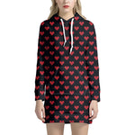 Pixel Heart Pattern Print Hoodie Dress