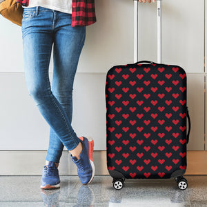 Pixel Heart Pattern Print Luggage Cover