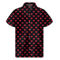 Pixel Heart Pattern Print Men's Short Sleeve Shirt