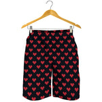 Pixel Heart Pattern Print Men's Shorts