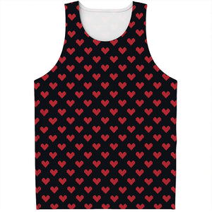 Pixel Heart Pattern Print Men's Tank Top