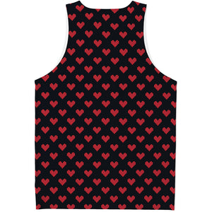 Pixel Heart Pattern Print Men's Tank Top