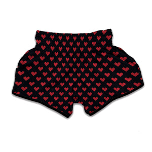 Pixel Heart Pattern Print Muay Thai Boxing Shorts