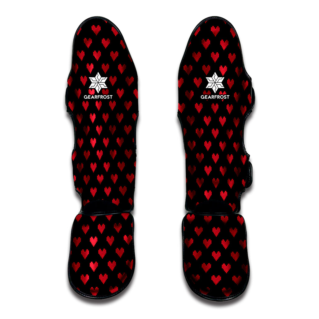 Pixel Heart Pattern Print Muay Thai Shin Guard