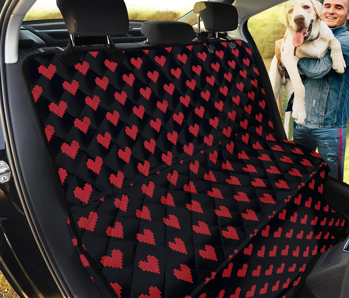 Pixel Heart Pattern Print Pet Car Back Seat Cover