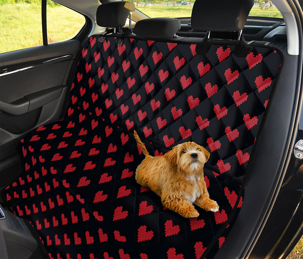 Pixel Heart Pattern Print Pet Car Back Seat Cover