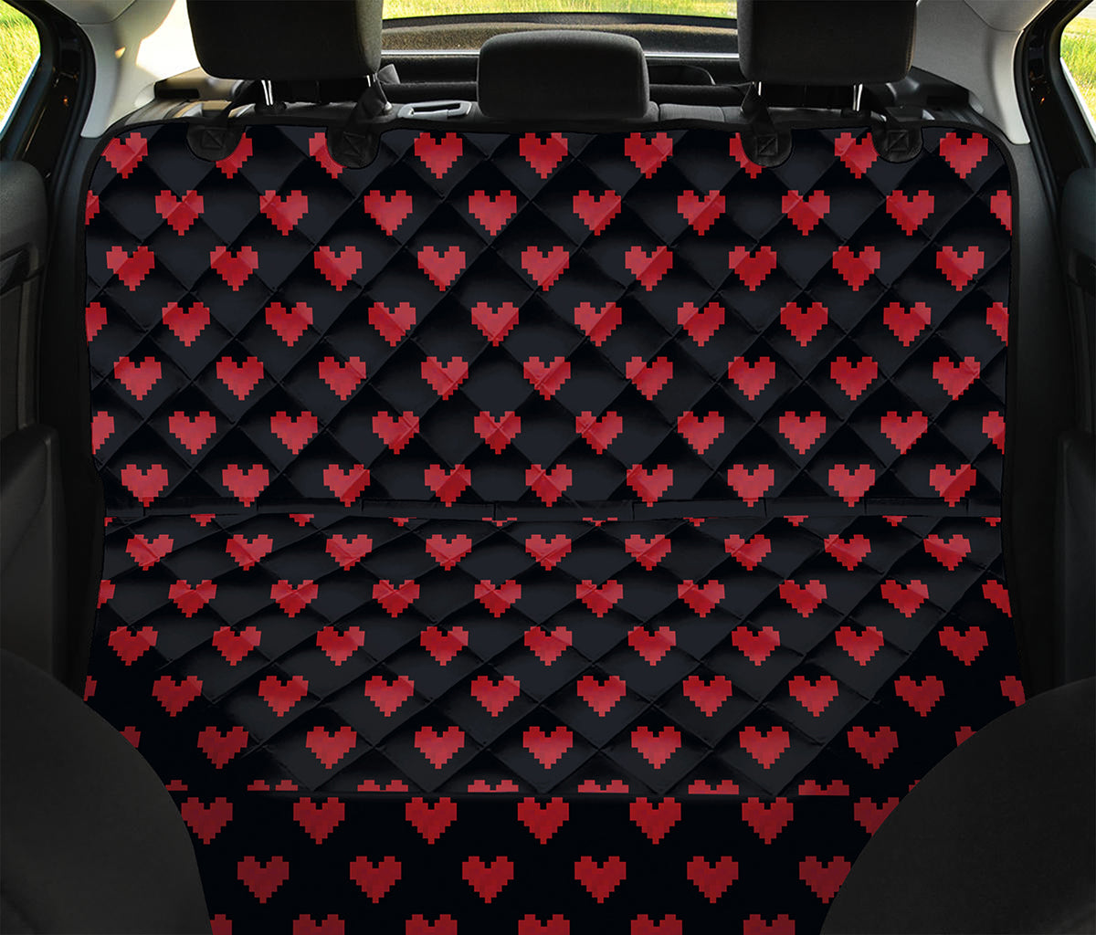 Pixel Heart Pattern Print Pet Car Back Seat Cover