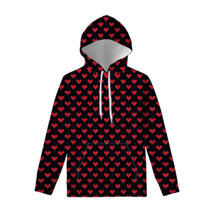 Pixel Heart Pattern Print Pullover Hoodie