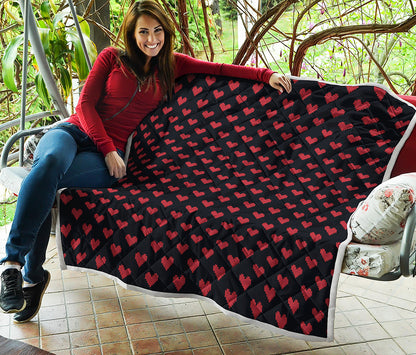 Pixel Heart Pattern Print Quilt