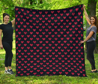 Pixel Heart Pattern Print Quilt
