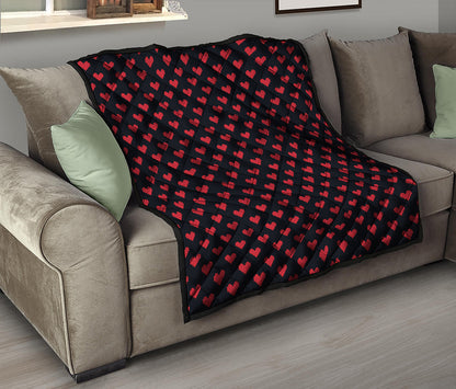 Pixel Heart Pattern Print Quilt