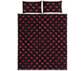 Pixel Heart Pattern Print Quilt Bed Set