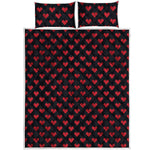 Pixel Heart Pattern Print Quilt Bed Set