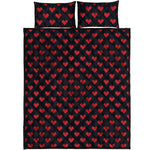 Pixel Heart Pattern Print Quilt Bed Set
