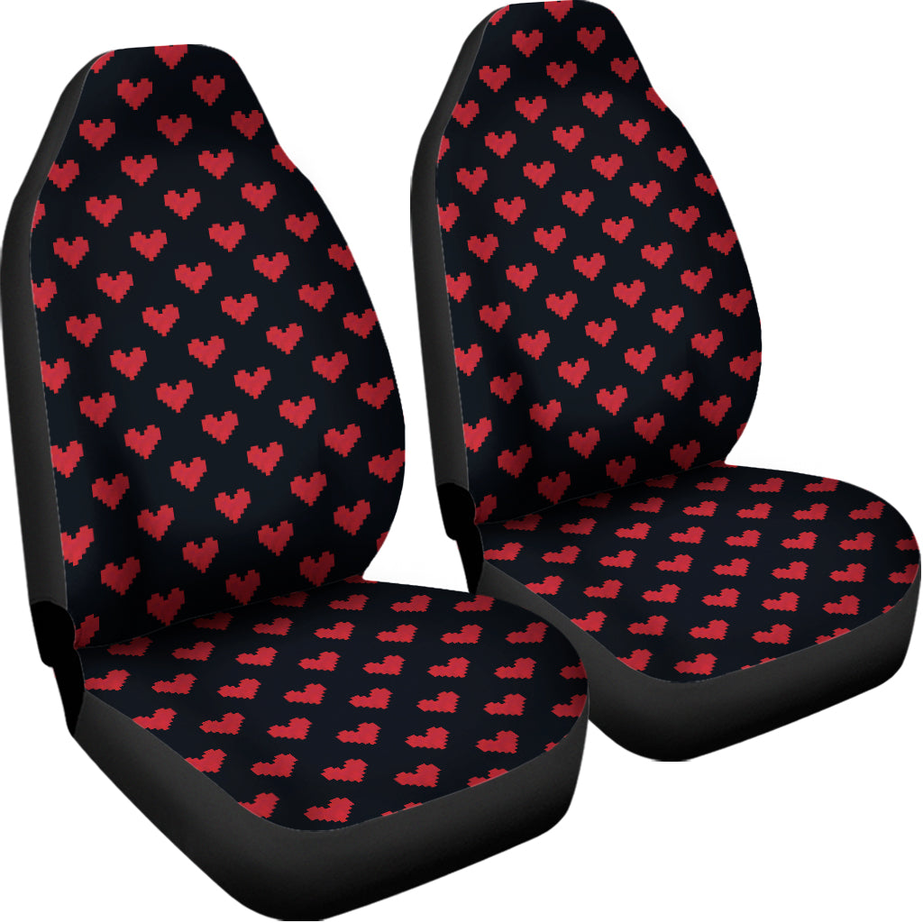 Pixel Heart Pattern Print Universal Fit Car Seat Covers