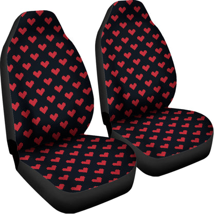 Pixel Heart Pattern Print Universal Fit Car Seat Covers