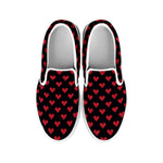 Pixel Heart Pattern Print White Slip On Shoes