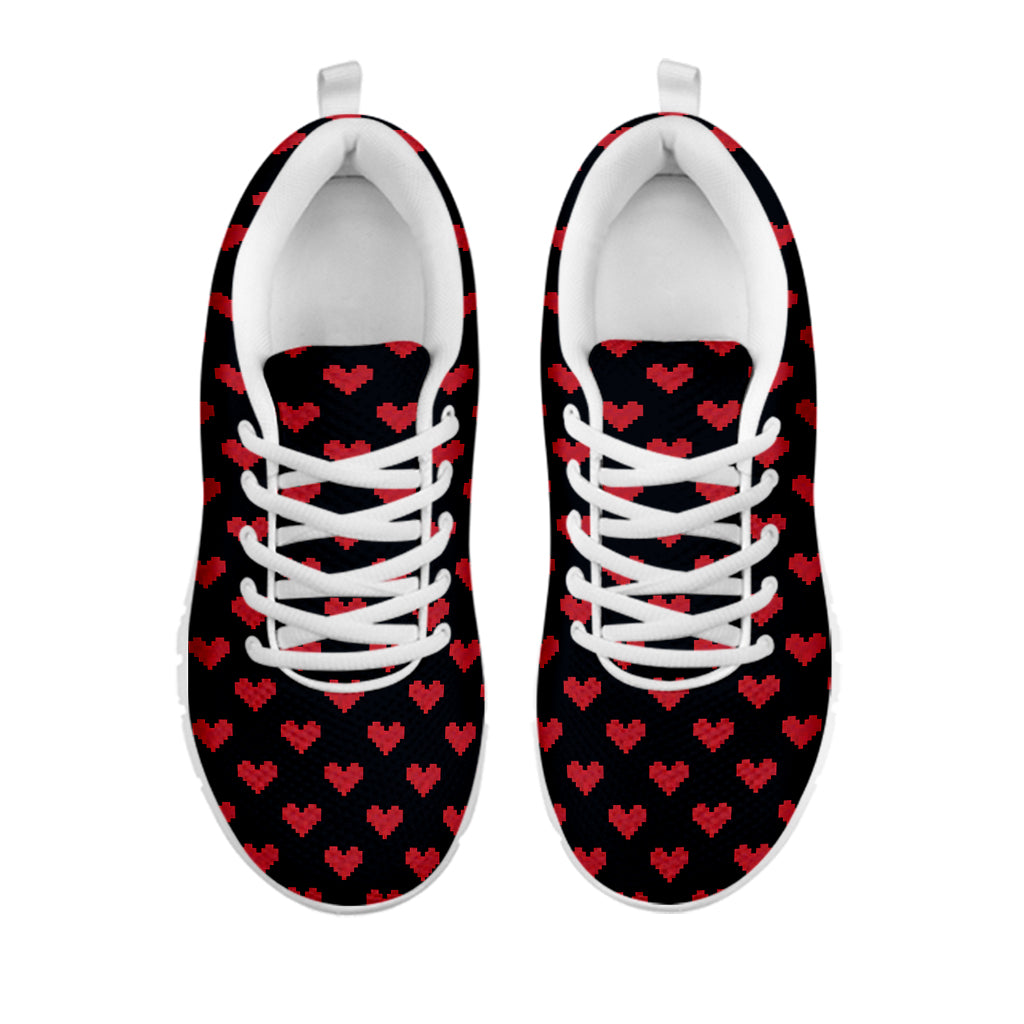 Pixel Heart Pattern Print White Sneakers