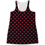 Pixel Heart Pattern Print Women's Racerback Tank Top