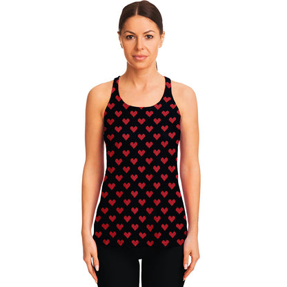 Pixel Heart Pattern Print Women's Racerback Tank Top
