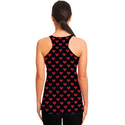 Pixel Heart Pattern Print Women's Racerback Tank Top