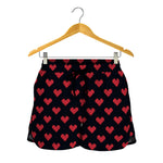 Pixel Heart Pattern Print Women's Shorts