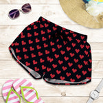 Pixel Heart Pattern Print Women's Shorts