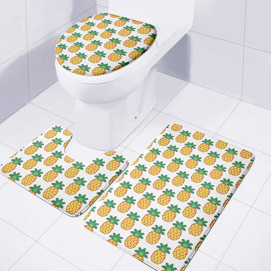 Pixel Pineapple Pattern Print 3 Piece Bath Mat Set