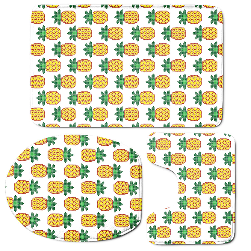 Pixel Pineapple Pattern Print 3 Piece Bath Mat Set
