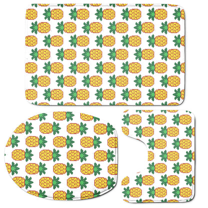 Pixel Pineapple Pattern Print 3 Piece Bath Mat Set