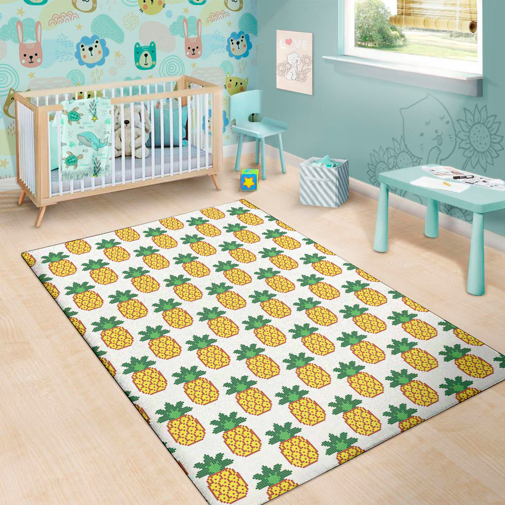 Pixel Pineapple Pattern Print Area Rug
