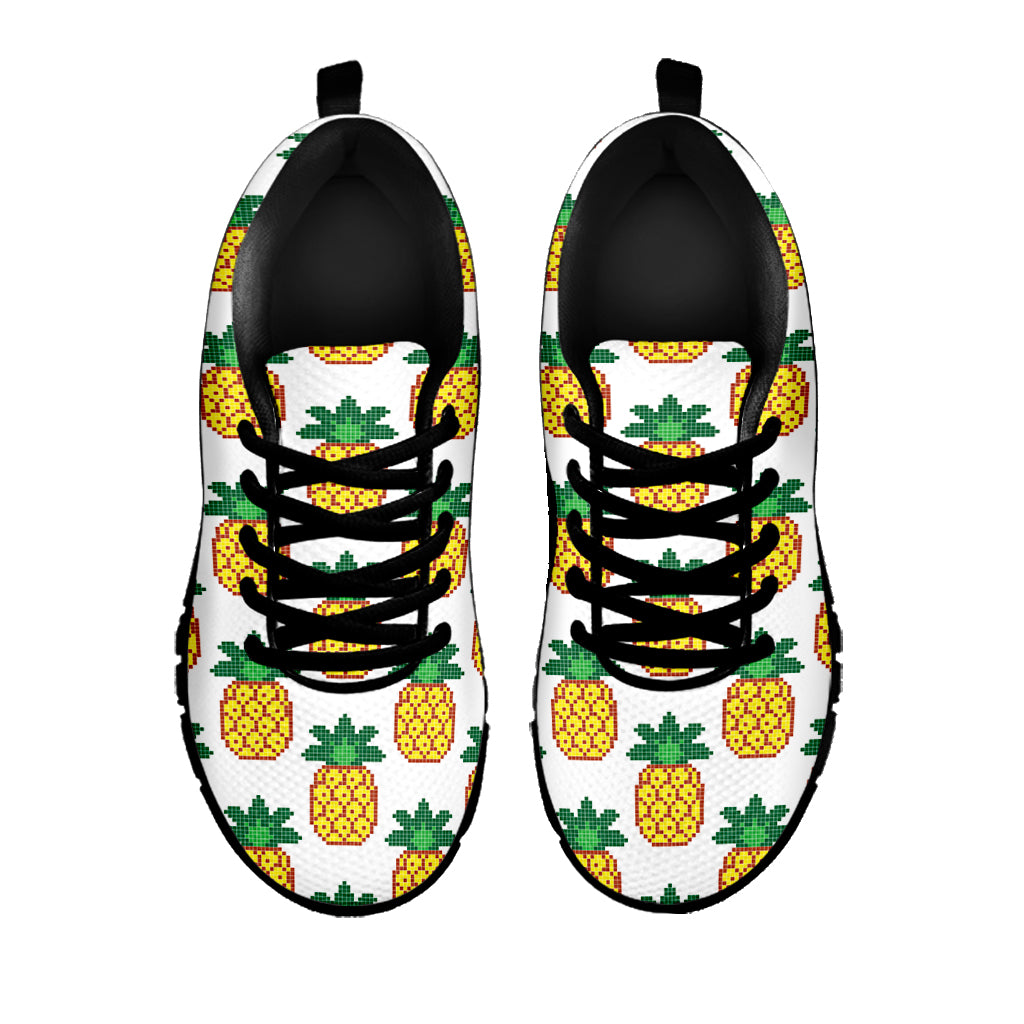 Pixel Pineapple Pattern Print Black Sneakers