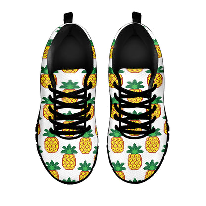 Pixel Pineapple Pattern Print Black Sneakers