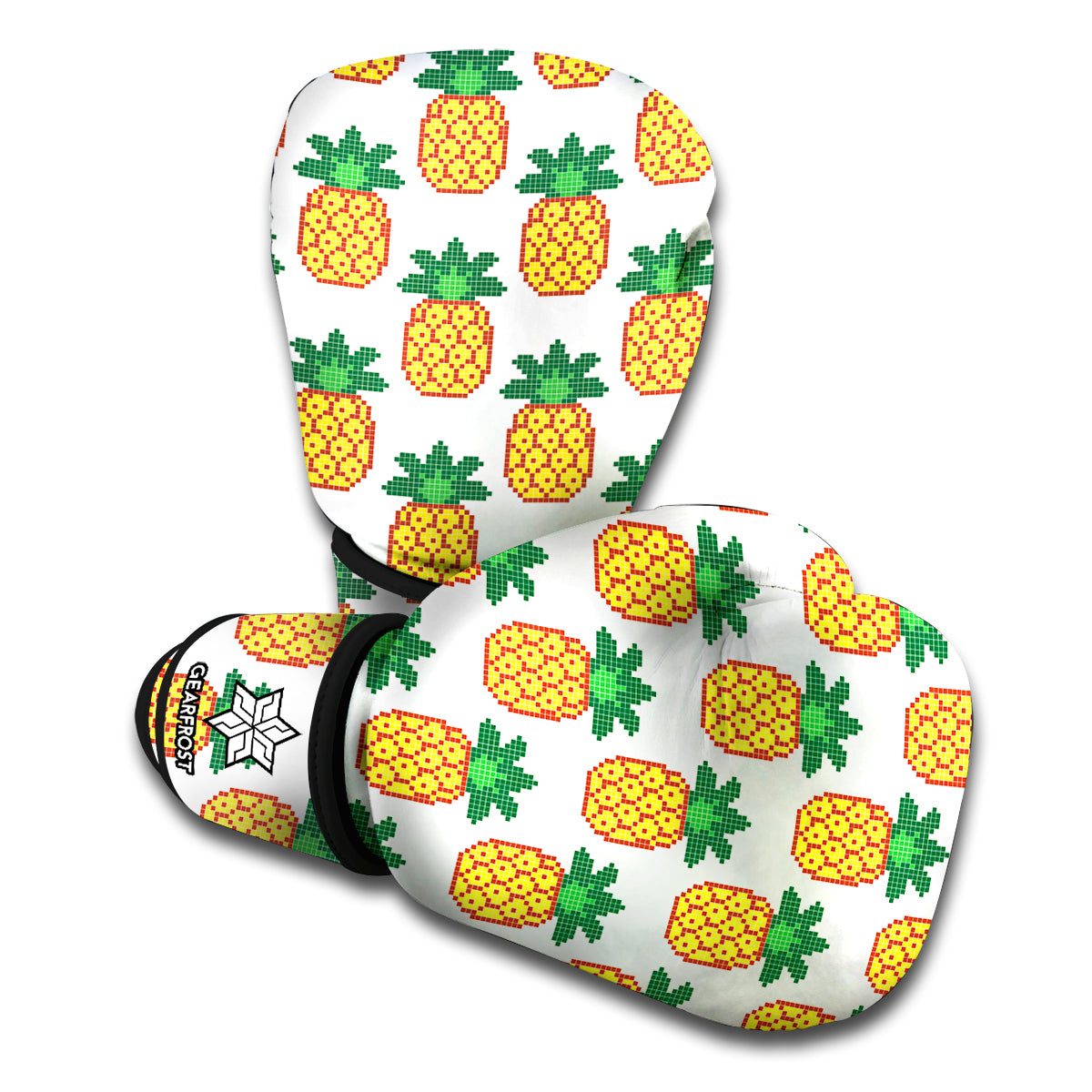 Pixel Pineapple Pattern Print Boxing Gloves