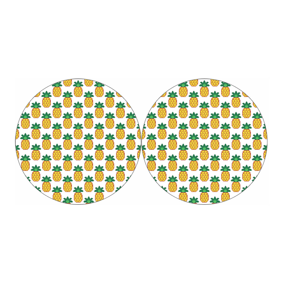 Pixel Pineapple Pattern Print Car Coasters
