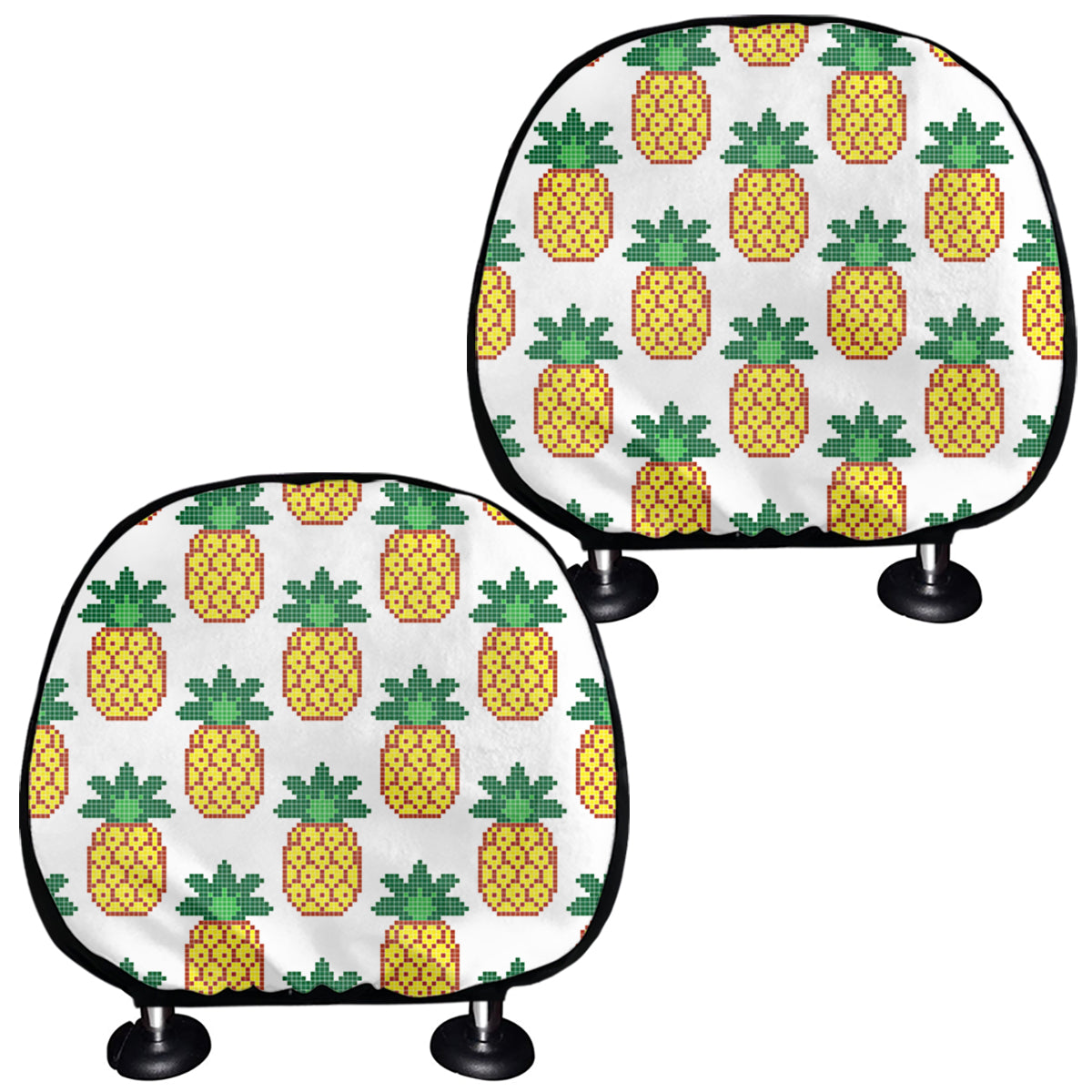 Pixel Pineapple Pattern Print Car Headrest Covers