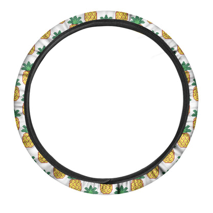 Pixel Pineapple Pattern Print Car Steering Wheel Cover