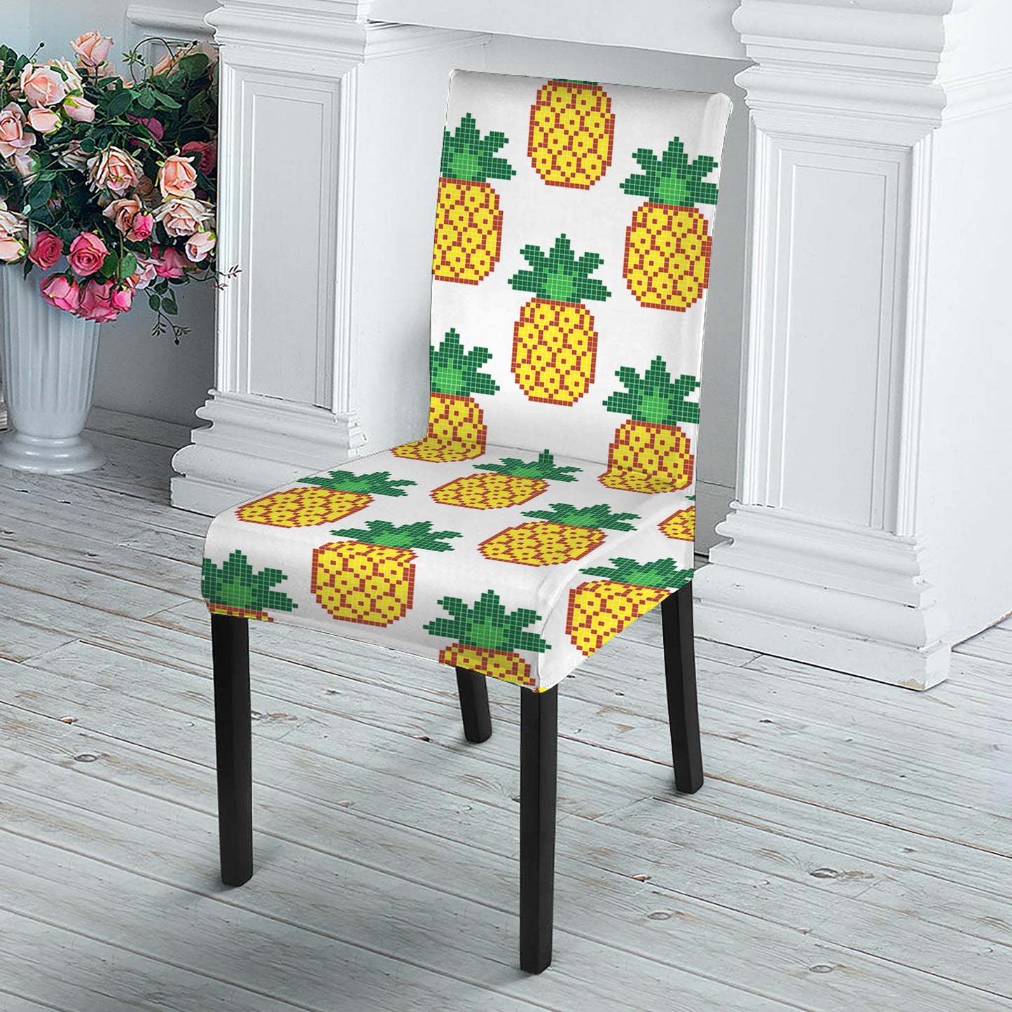 Pixel Pineapple Pattern Print Dining Chair Slipcover