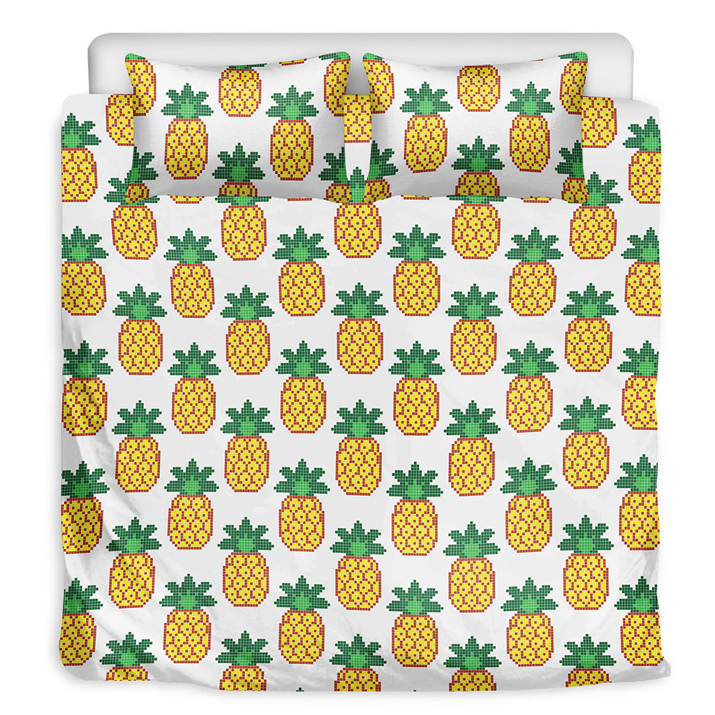 Pixel Pineapple Pattern Print Duvet Cover Bedding Set