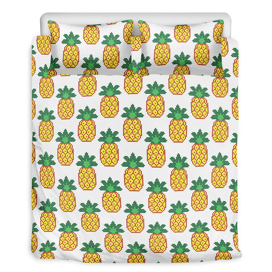 Pixel Pineapple Pattern Print Duvet Cover Bedding Set