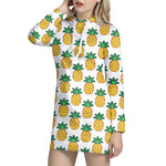 Pixel Pineapple Pattern Print Hoodie Dress