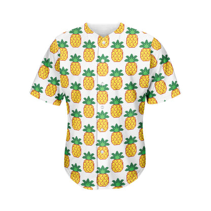 Pixel Pineapple Pattern Print Men's Baseball Jersey