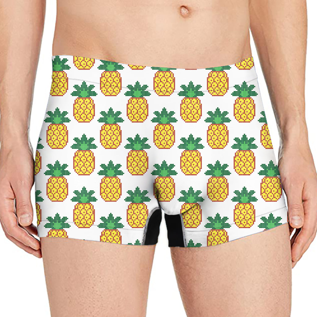 Pixel Pineapple Pattern Print Men's Boxer Briefs