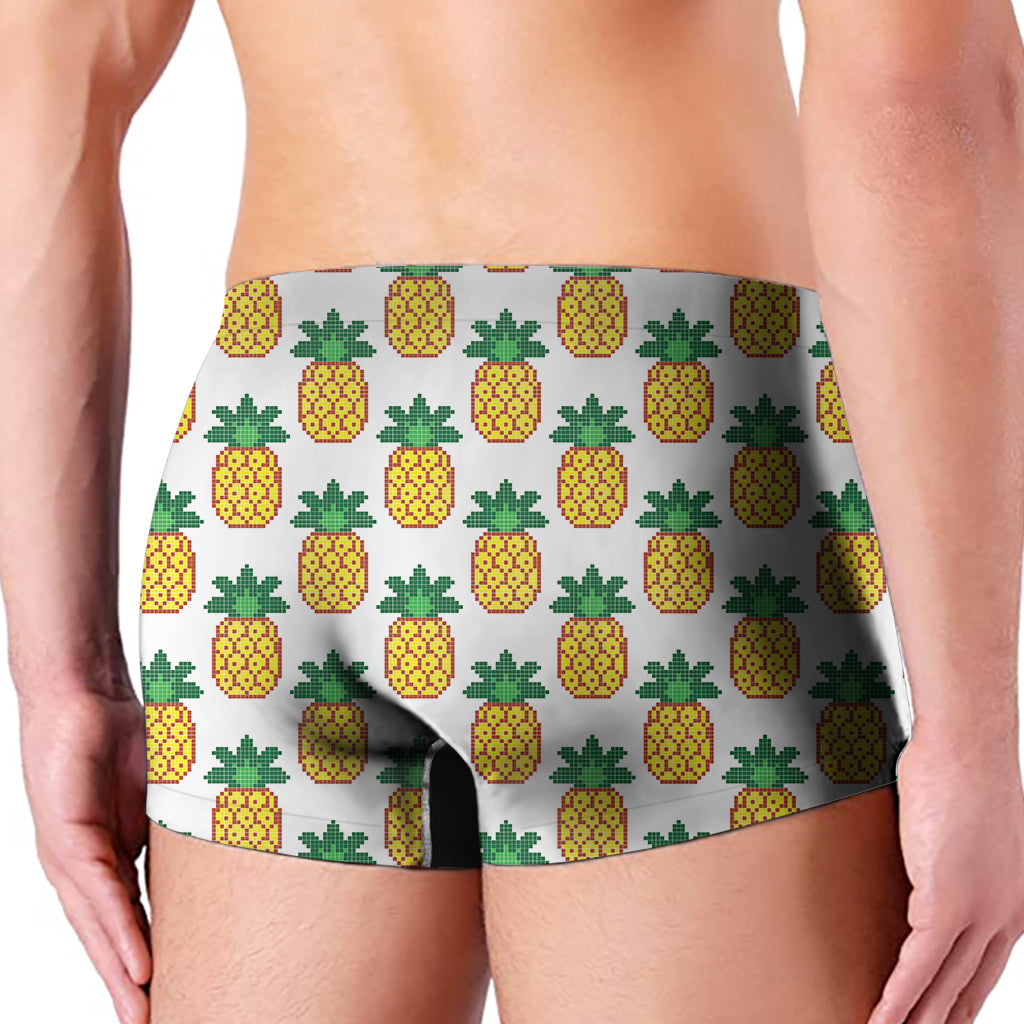 Pixel Pineapple Pattern Print Men's Boxer Briefs
