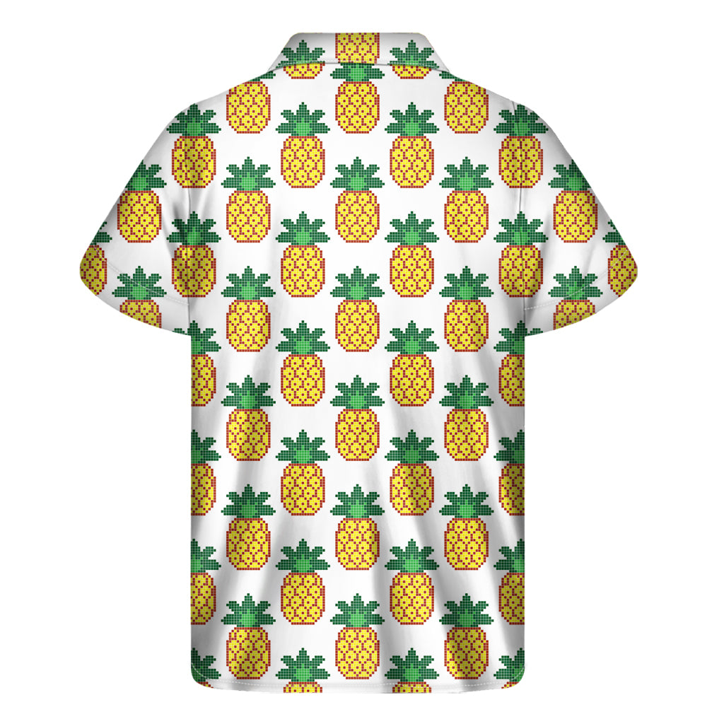 Pixel Pineapple Pattern Print Men's Short Sleeve Shirt