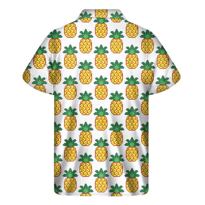 Pixel Pineapple Pattern Print Men's Short Sleeve Shirt