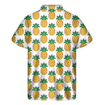 Pixel Pineapple Pattern Print Men's Short Sleeve Shirt