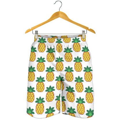 Pixel Pineapple Pattern Print Men's Shorts