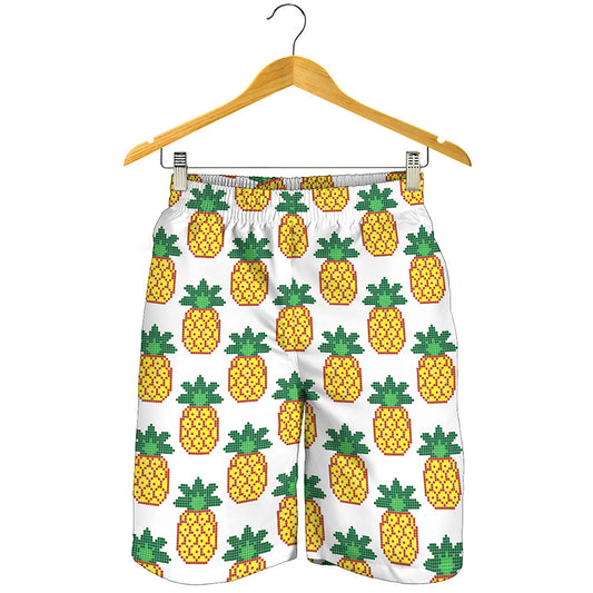 Pixel Pineapple Pattern Print Men's Shorts